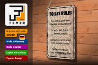 Blechschild Spruch 20x30cm toilet rules if you lift it up