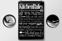 Blechschild Spruch 20x30cm Kitchen Rules wash your hands