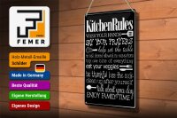 Blechschild Spruch 20x30cm Kitchen Rules wash your hands