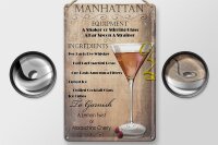 Blechschild Alkohol 20x30cm Manhattan Equipment ingredients