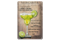 Blechschild Alkohol 20x30cm Margarita Equipment ingredients
