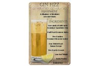 Blechschild Alkohol 20x30cm Gin Fizz Equipment ingredients