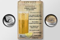 Blechschild Alkohol 20x30cm Gin Fizz Equipment ingredients