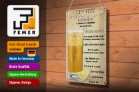 Blechschild Alkohol 20x30cm Gin Fizz Equipment ingredients