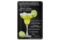 Blechschild Alkohol 20x30cm Margarita Equipment ingredients
