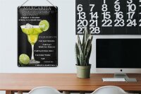 Blechschild Alkohol 20x30cm Margarita Equipment ingredients