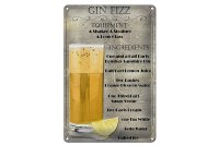 Blechschild Alkohol 20x30cm Gin Fizz Equipment ingredients