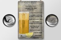 Blechschild Alkohol 20x30cm Gin Fizz Equipment ingredients
