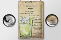 Blechschild Alkohol 20x30cm Gimlet Equipment ingredients