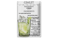 Blechschild Alkohol 20x30cm Gimlet Equipment ingredients