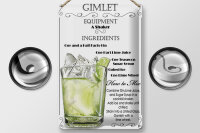 Blechschild Alkohol 20x30cm Gimlet Equipment ingredients