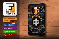 Blechschild Spruch 20x30cm sports bar Darts relax and enjoy