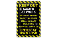 Blechschild Spruch 20x30cm keep out gamer at work own risk