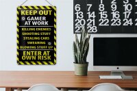 Blechschild Spruch 20x30cm keep out gamer at work own risk