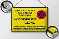 Blechschild Parken 30x20cm Ein- Ausfahrt Tag Nacht frei