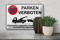 Blechschild Parken 30x20cm Parken verboten widerrechtlich