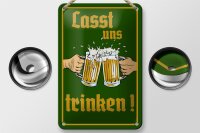 Blechschild Alkohol 12x18cm Bier lasst uns trinken...