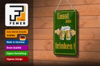 Blechschild Alkohol 12x18cm Bier lasst uns trinken Gläser