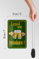 Blechschild Alkohol 12x18cm Bier lasst uns trinken Gläser