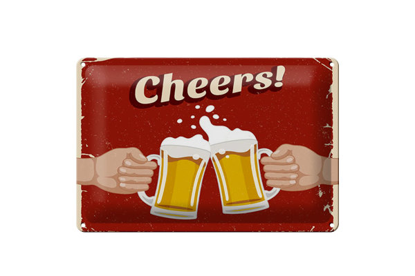 Blechschild Alkohol 30x20cm Beer Cheers Bier