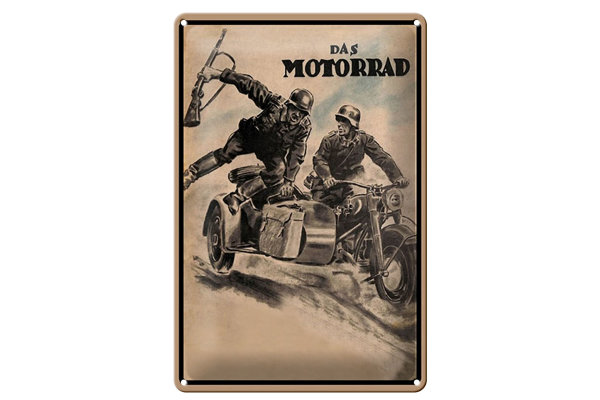 Blechschild Retro 20x30cm das Motorrad Soldaten