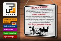 Blechschild Tiere 30x20cm bitte nicht füttern Pferde Verbot