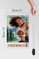 Blechschild Pin Up 20x30cm Österreich alpen Urlaub Frau