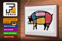 Blechschild Metzger 30x20cm Schwein cuts Pork Fleisch