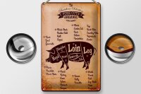 Blechschild Metzger 20x30cm Pork cuts Organic free Schwein