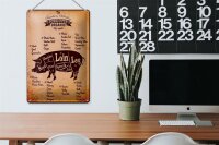 Blechschild Metzger 20x30cm Pork cuts Organic free Schwein