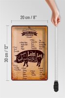 Blechschild Metzger 20x30cm Pork cuts Organic free Schwein