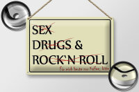 Blechschild Spruch 30x20cm Sex Drugs Rock nur Kaffee bitte