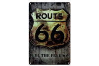 Blechschild Retro 20x30cm route 66 feel the freedom