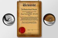 Blechschild Vater 20x30cm Urkunde bester Vater der Welt