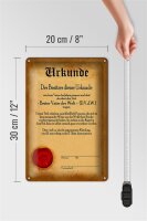 Blechschild Vater 20x30cm Urkunde bester Vater der Welt
