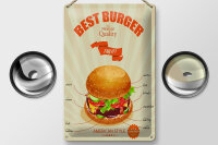 Blechschild Essen 20x30cm Best Burger american style