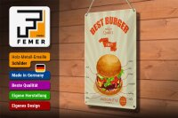 Blechschild Essen 20x30cm Best Burger american style