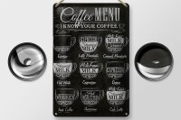 Blechschild Kaffee 20x30cm Coffee Menu Espresso Latte Flat