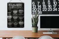 Blechschild Kaffee 20x30cm Coffee Menu Espresso Latte Flat