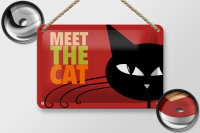 Blechschild Spruch 18x12cm Katze Meet the cat