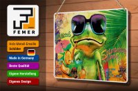 Blechschild Frosch 30x20cm Cocktail Mojito Summer Strand