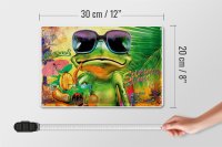 Blechschild Frosch 30x20cm Cocktail Mojito Summer Strand