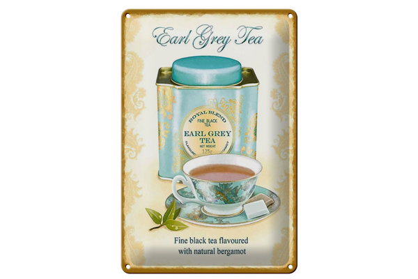 Blechschild Tee 20x30cm Earl grey Tea black tea bergamot