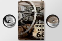 Blechschild Retro 20x30cm Auto Lenkrad Route US 66