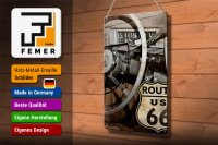 Blechschild Retro 20x30cm Auto Lenkrad Route US 66