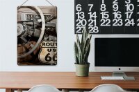 Blechschild Retro 20x30cm Auto Lenkrad Route US 66