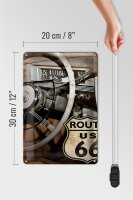 Blechschild Retro 20x30cm Auto Lenkrad Route US 66