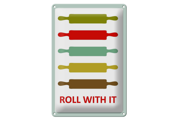 Blechschild Küche 20x30cm Nudelholz Rolling pin roll with