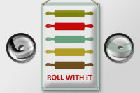 Blechschild Küche 20x30cm Nudelholz Rolling pin roll with