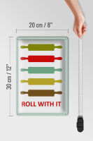 Blechschild Küche 20x30cm Nudelholz Rolling pin roll with